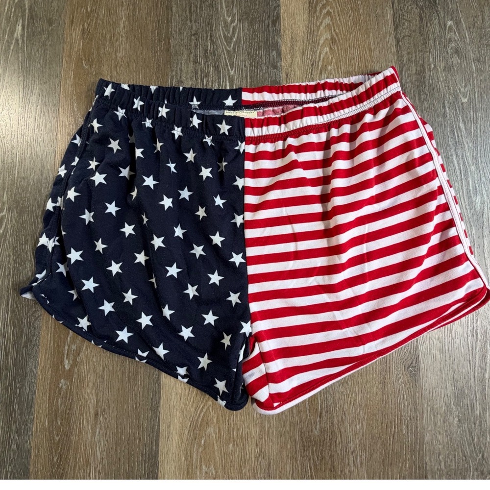 Bobbie Brooks Shorts Womens 2X Red White Blue Stars Stripes Patriotic Lounge